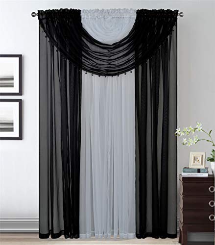Sheer Rod Pocket Curtain Panels with Valances - 84 Inches Long