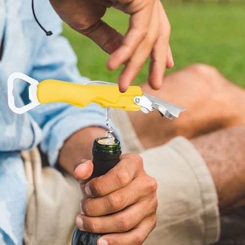 Yellow 2 Pack Stainless Steel 4-in-1 Lever Corkscrew Wine Bottle Opener