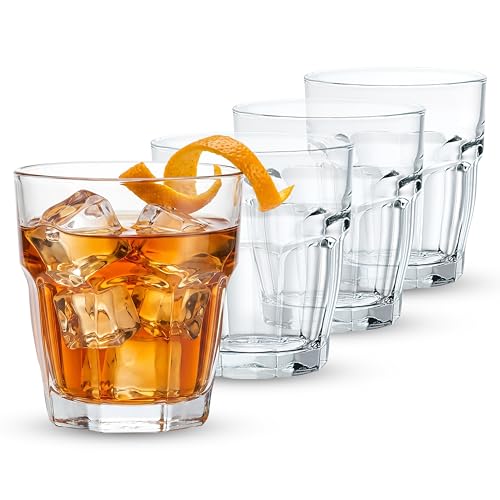 Stackable Rocks Glasses Set - 9.25 Oz Tempered Glass for Cocktails