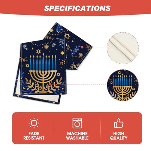 Artoid Mode 13 x 72 Inch Watercolor Star Olive Hanukkah Table Runner – Blue