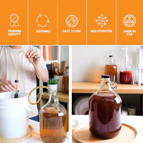 1 Gallon Glass Jugs with Polyseal Caps - 4 Pack, Clear Storage Containers