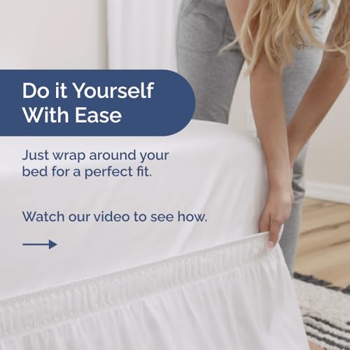 CGK Unlimited Queen Size Wrap Around Bed Skirt - 12 Inch Drop White