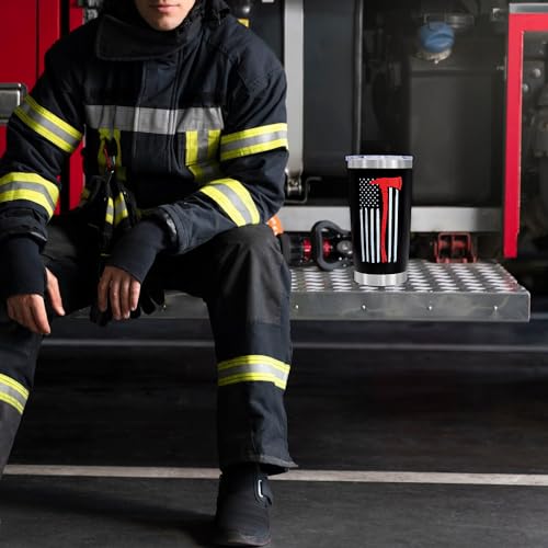 Firefighter Gift Set for Men: 20oz Insulated Tumbler, Socks, and Keychain