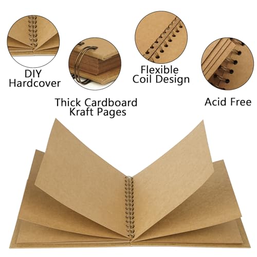 7x7 Scrapbook Album, 40-Page Kraft Paper Memory Book for Photos & Keepsakes