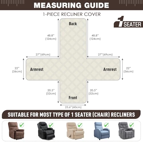 100% Waterproof Recliner Chair Cover - Non-Slip Protector with Pocket (23.6")