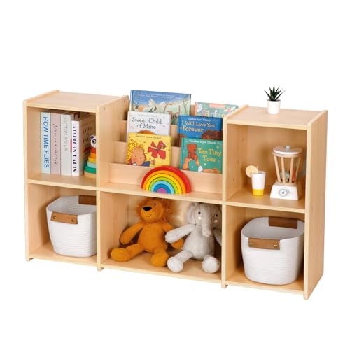 Montessori Kids Bookshelf and Toy Storage Organizer, 5-Compartment Cabinet