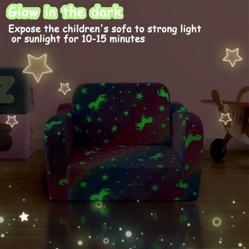 2-in-1 Fold-Out Kids Sofa Chair with Blanket, Convertible Toddler Couch