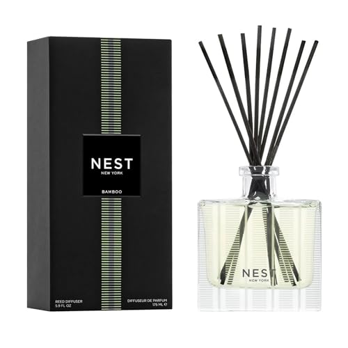 Bamboo Reed Diffuser Set - 5.9 fl oz Glass Vessel with 8 Natural Sticks