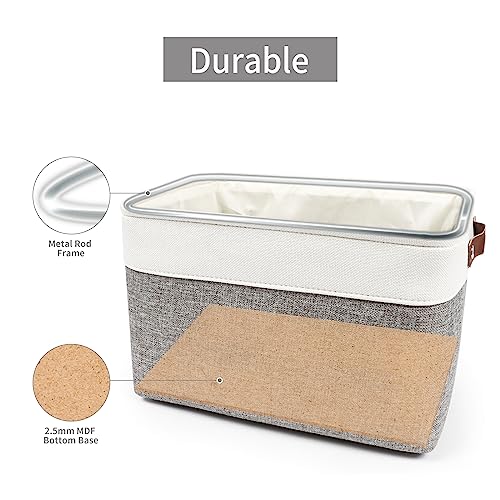 Large Fabric Storage Baskets 3 Pack for Shelves and Closets Grey