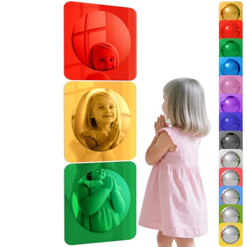 3-Piece Sensory Wall Bubble Mirrors, Colorful Acrylic Convex Mirror Set