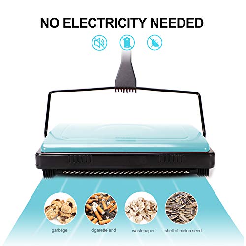 Manual Carpet Sweeper for Pet Hair and Dust - Lightweight Hand Push Cleaner