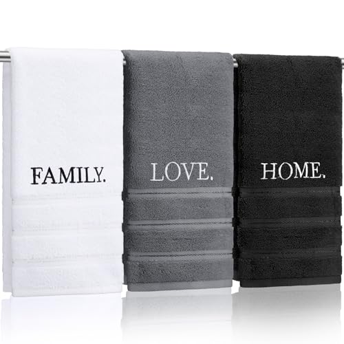3-Piece Embroidered Cotton Hand Towel Set - Farmhouse Bathroom Decor
