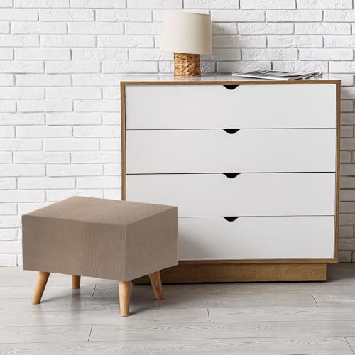 Stretch Ottoman Cover for Rectangular Square Ottomans - Beige, X-Large