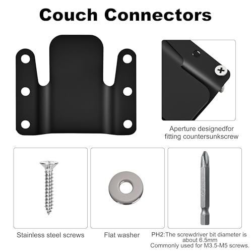 Heavy-Duty Sectional Sofa Connector Brackets - 4 Piece Interlocking Set