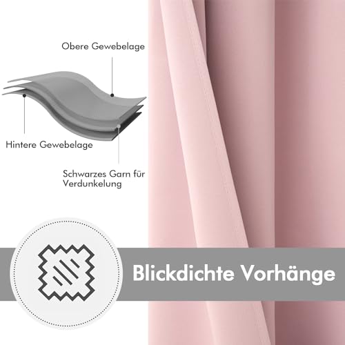 Light Pink Blackout Curtains - 84 Inch Room Darkening Drapes