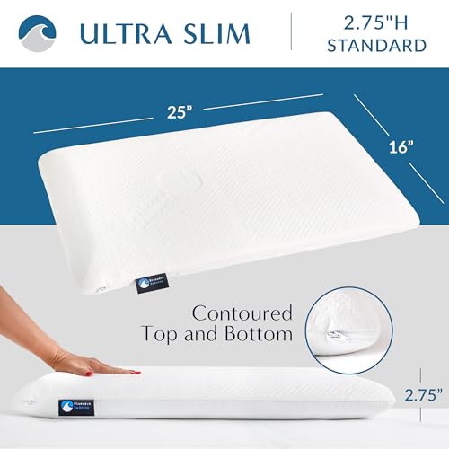 Bluewave Bedding Ultra Slim Gel Memory Foam Pillow - 2.75" Low Profile
