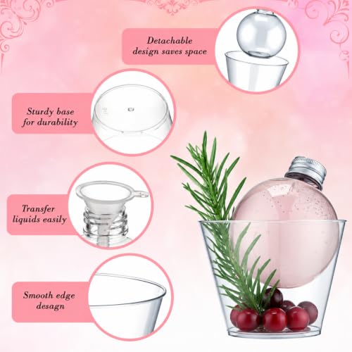 Acellegic 16–Piece Christmas Fillable Drink Balls Set with 9 oz Cups & Funnels – 5 oz Bubble Ornaments for Juices, Milk, Holiday Party Decorations