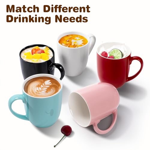 Urbanstrive Red Ceramic Coffee Mug Set of 4 16oz Tea Cups - Durable & Microwave Safe