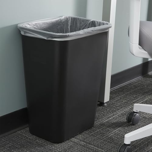 10.25 Gallon Indoor Rectangular Trash Can - Black Plastic Waste Bin