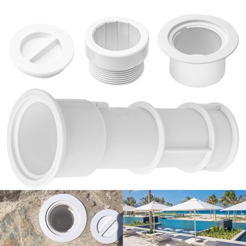 Adjustable Pool Umbrella Stand with Sleeve for Decks and Floors, White