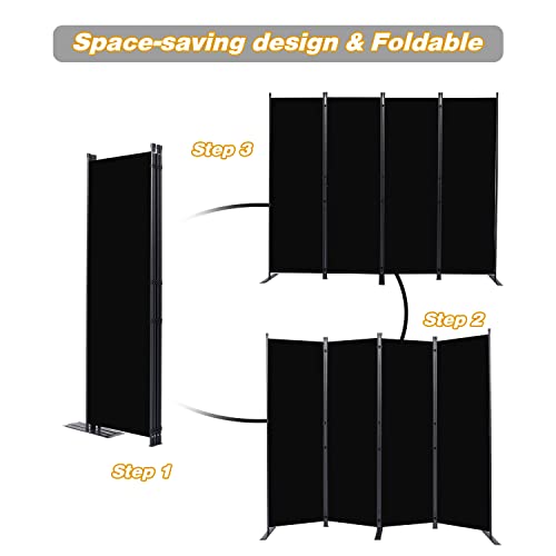 4-Panel Folding Room Divider, 88-Inch Portable Privacy Screen, Black