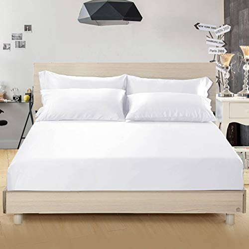 LILYSILK 100% Mulberry Silk Fitted Sheet Twin 19 Momme Deep 16" Pocket White