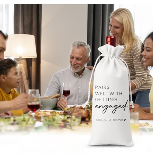 FBCCZEY Engaged Wine Bag White – Engaged Gifts, Party Decor for Couples