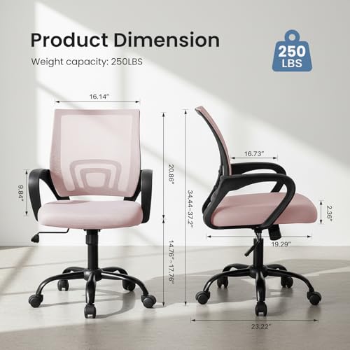Ergonomic Mid-Back Mesh Office Chair with Lumbar Support and Rocking Mode