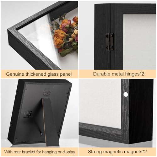 8x10 Deep Shadow Box Frame, Magnetic Display Case with Linen Backing