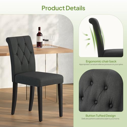 Upholstered Button Tufted Dining Chairs Set of 4, Modern Fabric Side Chairs