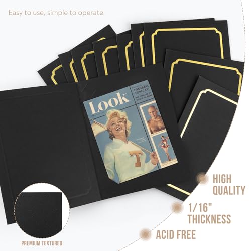 Golden State Art Pack of 100 Black with Gold Lining 4x6/5x7 Photo Frame Cards