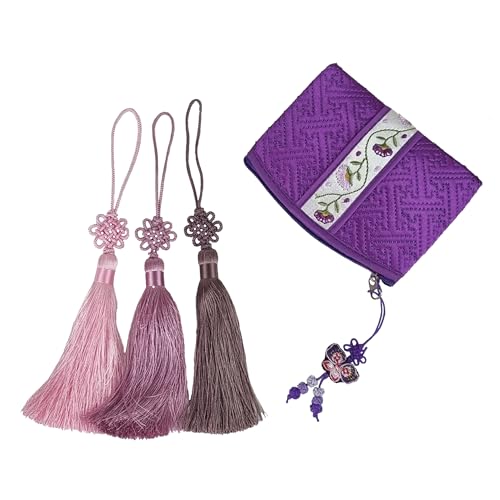 Mini Silk Knot Norigae Set - 2 Pack Traditional Korean Tassel Bag Charms