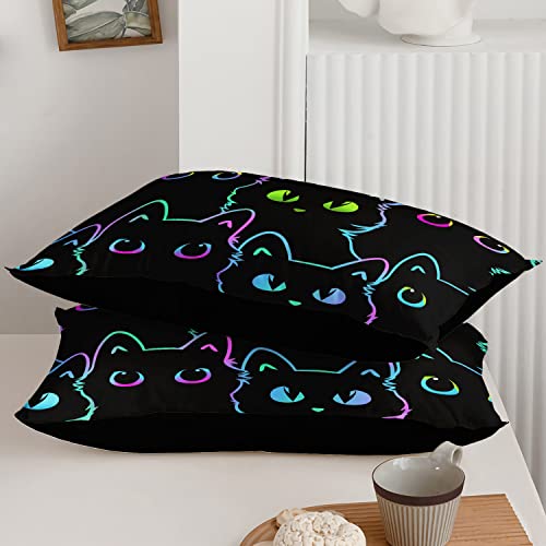 Cute Cat Comforter Set - Twin Size 3-Piece Bedding for Kids and Teens