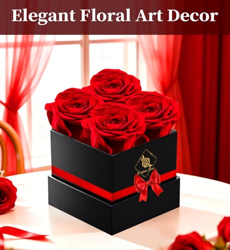 Preserved Real Red Roses in Gift Box - Long-Lasting Forever Flower Bouquet