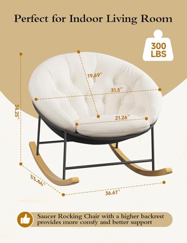 Wide Papasan Nursery Rocking Chair with Removable Cashmere Cushion