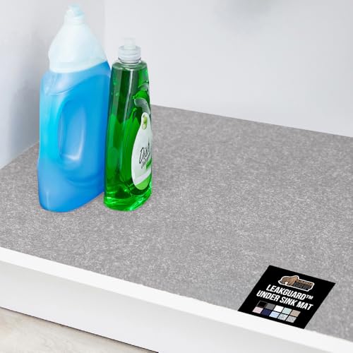 GORILLA GRIP LeakGuard Non-Adhesive Under Sink Mat for Kitchen Cabinet, 24x40, Waterproof Quick Dry Shelf Liner, Durable Absorbent Felt Mats for Bathroom Sinks, Cabinets, Dresser, Easy Trim Light Gray
