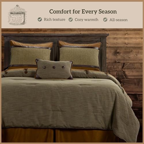 Rustic Queen Comforter Set with Bed Skirt & Accent Pillow