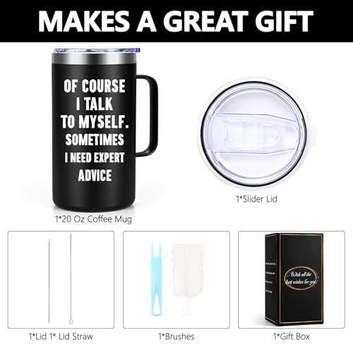 Qtencas White Elephant Mug for Adults 20oz - Black - Funny Sarcastic Office Gift