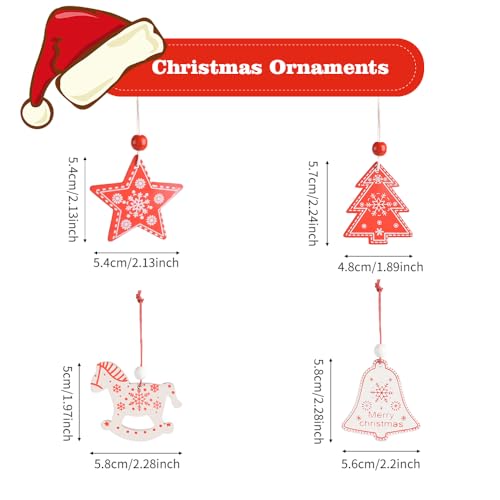 12pcs Wooden Christmas Ornaments Set for Holiday Tree Decor