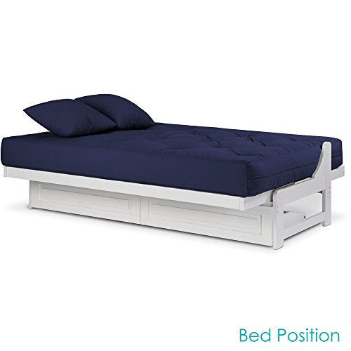 Arden Solid Hardwood Full-Size Futon Set with Storage Drawers