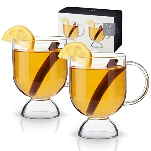 Viski Irish Coffee Glasses Set of 2 - Clear Hot Todddy Mug for Mulled Wine & Spirits