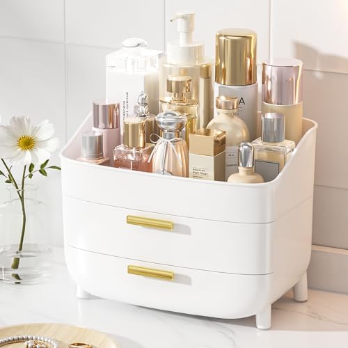 Vtopmart 3-Tier Makeup & Skincare Organizer with Drawers, White - No Lid