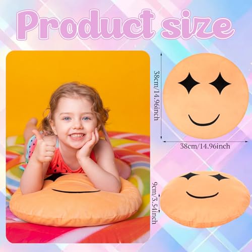 6 Pcs Smile Face Floor Cushions, 15-Inch Round Pastel Seating Pillows