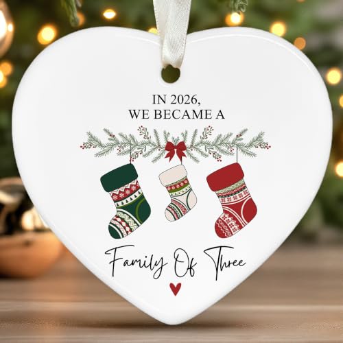Family of 3 Christmas Ornament - First Christmas for New Mom & Dad - Pawzity