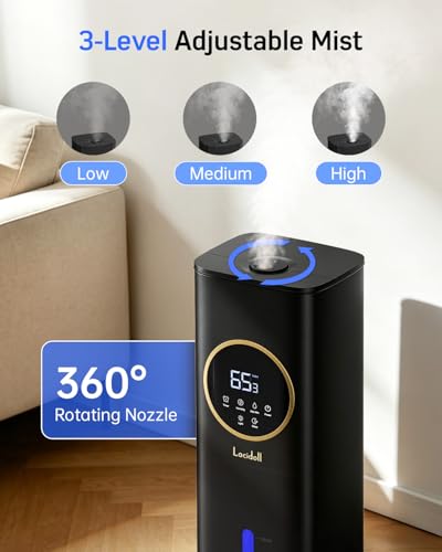 Large Room Humidifier 8L Top Fill Cool Mist with Night Light
