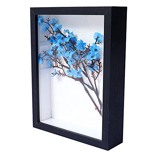 4x6 Shadow Box Frame with Glass, Black Wooden Display Case for Keepsakes
