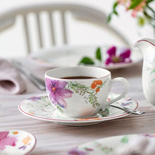 Villeroy & Boch Mariefleur Basic Coffee Saucer 16cm with Floral Pattern, Blue-Grey-Purple, Dishwasher Safe
