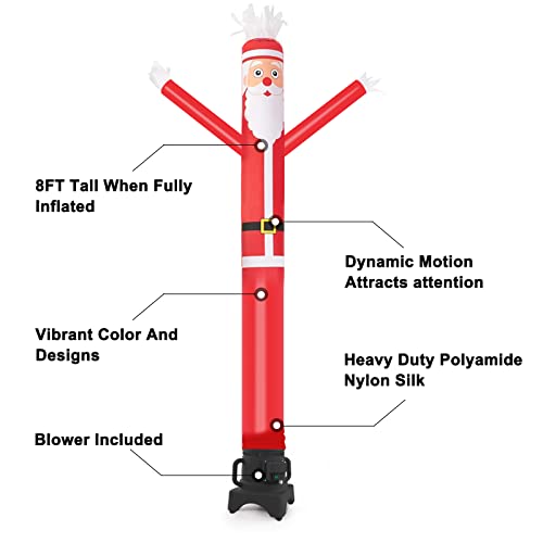 MOUNTO 8ft Inflatable Santa Claus Waving Man Fly Puppet with Blower - Holiday Decor