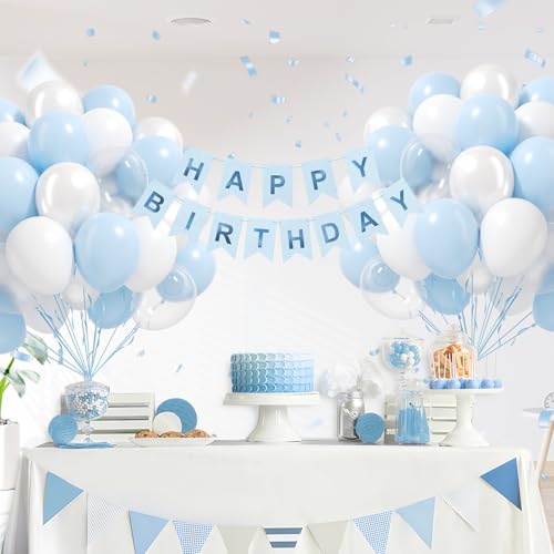 60pcs Blue and White Balloon Arch Kit for Baby Shower and Birthday Party