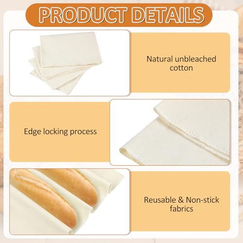 4-Pack Natural Cotton Bread Proofing Towels - 14x18.8 Inch Sourdough Cloth